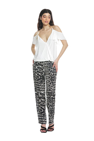 BARROSO high-waisted trousers with ethnic patterned pockets