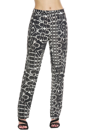 BARROSO high-waisted trousers with ethnic patterned pockets