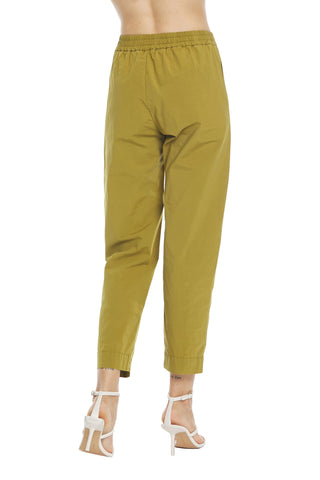 ADOCIVE high-waisted capri trousers with elastic plus pockets and darts in cotton poplin