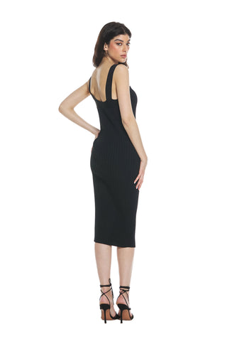 GIADA midi dress with ribbed shoulder straps and rings