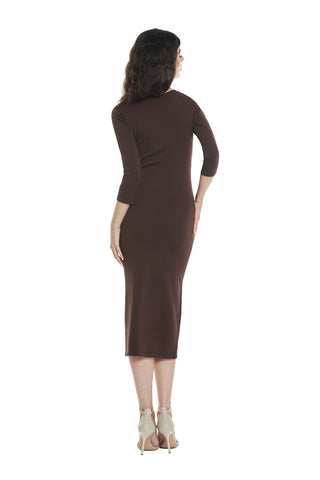 CELESTINA midi dress, 3/4 m, v-neck with necklace and pendants