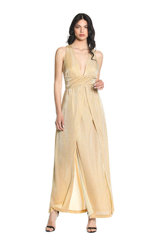 ETEREA long S/M dress with criss-cross back straps plus gathers and slits