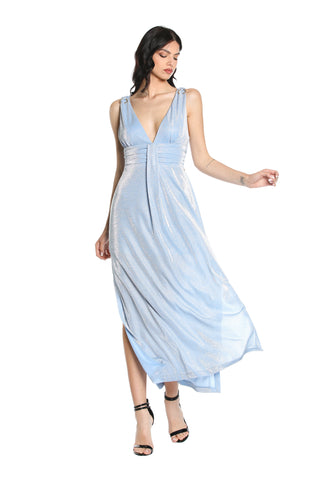 AURORA long S/M dress with piercing application plus pleats and lurex slits