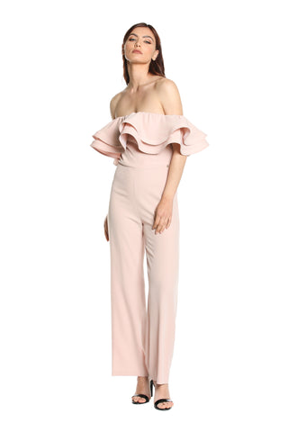 GORGEOUS long half-sleeved jumpsuit with boat neckline and ruffles 