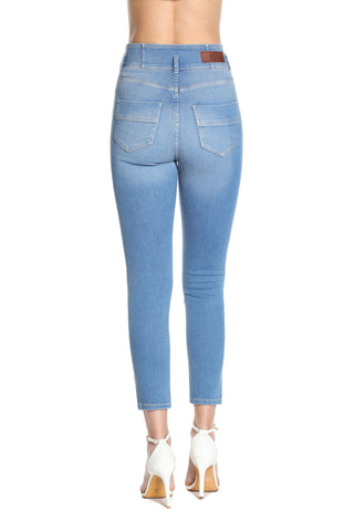 ZETTA high waist crop jeans with high bustier 5 denim pockets