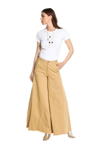 ZUFFRON trousers high waisted wide leg with fringed drill pockets 