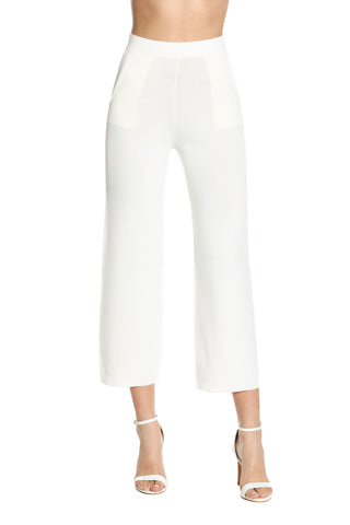 MATREN trousers in high-waisted jersey with ribbed pockets 