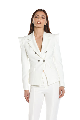 MACULOR double-breasted long-sleeved jacket with heraldic buttons and pleats 