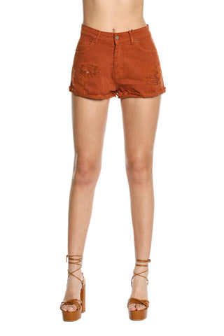 SCER 5-pocket shorts with tears and fringed cuffs 