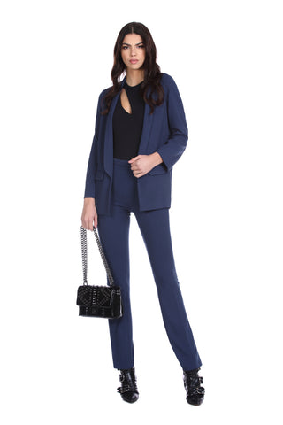 COMEGLIE long sleeve shawl collar jacket with pockets plus crepe flaps