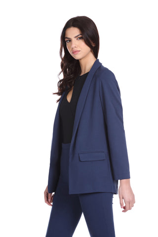 COMEGLIE long sleeve shawl collar jacket with pockets plus crepe flaps