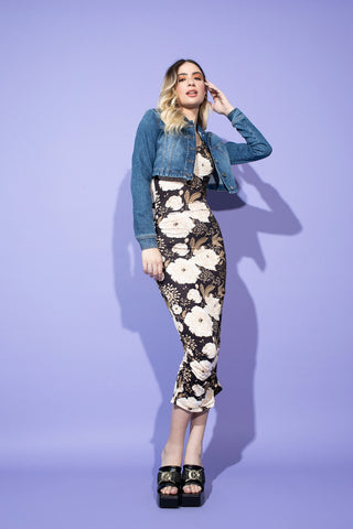 Giubbino KUMI corto manica lunga con rotture denim
