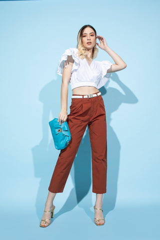 LEONIDA bag with snap closure and leather shoulder strap