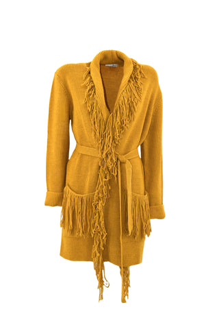 WUNTER long sleeve cardigan with fringes plus pockets plus belt