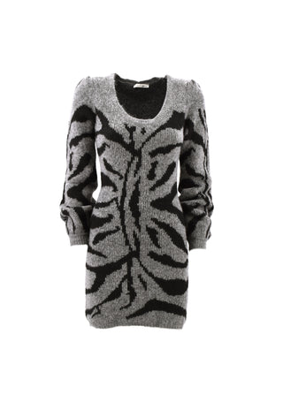 Abito DESIREK corto manica lunga palloncino jacquard animalier