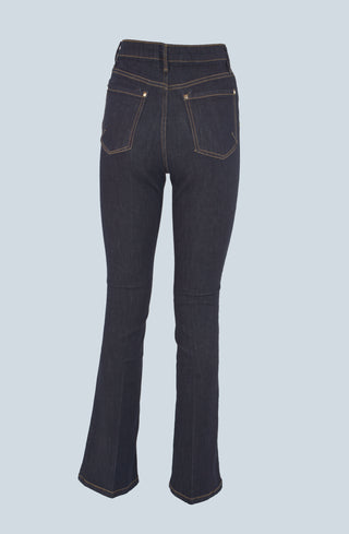 STARF high waisted 5 pocket jeans dark blue denim