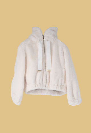 YUPPINA eco fur with zip plus hood plus logo ribbon plus elastic