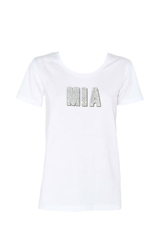 MIA half-sleeve T-Shirt with print and rhinestone application