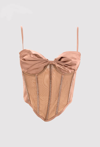 Top DEPOSE bustiere in raso con strass