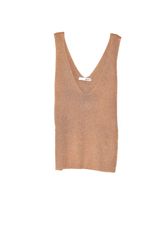 CARAVIUS tank top with double lurex ribbed v-neck