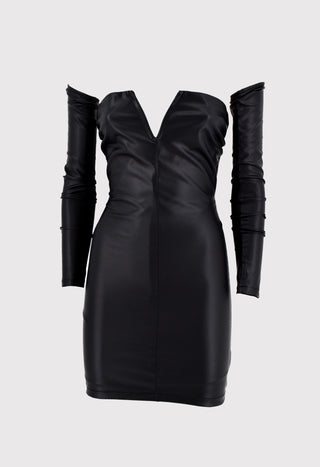 ALGORAH dress in eco-leather with glove sleeves