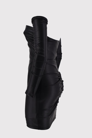 ALGORAH dress in eco-leather with glove sleeves