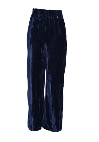 Pantaloni VERCIX vita alta con coulisse palazzo con tasche velluto