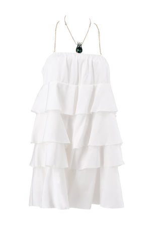 FLIES/A short dress with flounces and chain