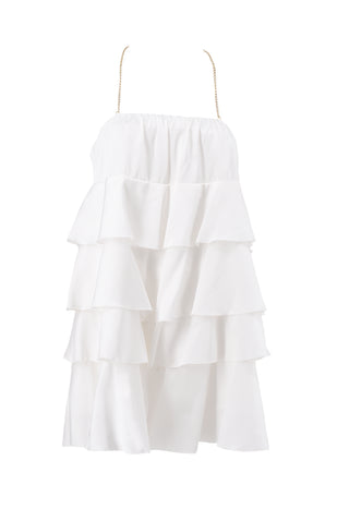 FLIES/A short dress with flounces and chain