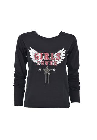 SERITUT_A Long Sleeve T-shirt with print + appl. star with rhinestones + pelines + chains