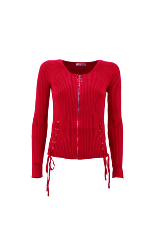 Cardigan DERLUST corto manica lunga con stringhe più zip costine