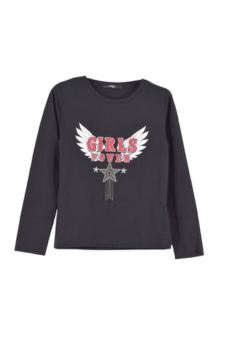 COMETAS T-Shirt for girls long sleeve St.Aquila Glitter plus Star Rhinestone Pendant Chains