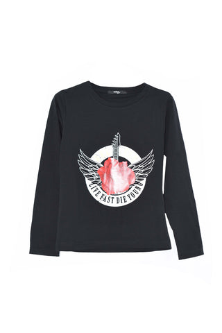 LEVIEROS T-Shirt for girls with long sleeves and Pink-Eagle rubber print