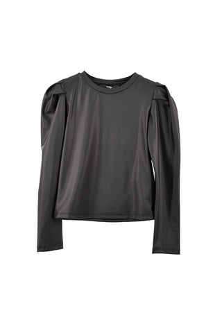 ALOAALOA blouse for girls with long sleeves in eco-leather