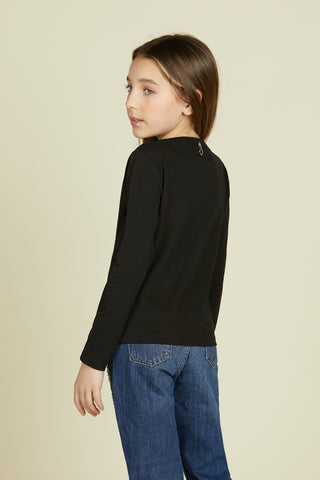HULINA long sleeve t-shirt with tulle and beaded trimmings