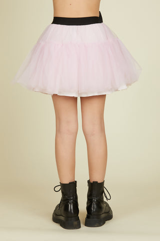 Short BAKUGAN skirt with tulle flounces and rhinestone buckle bow