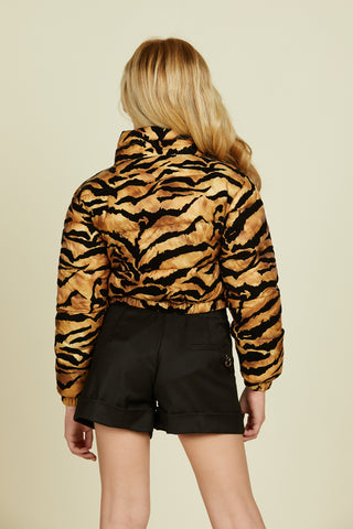 Piumino MOMOKINA manica lunga corto con zip più patch più coulisse fantasia zebrata più stampa fl.