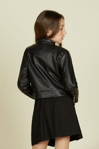 SPECIALINA long-sleeved jacket with eco-leather ruffles