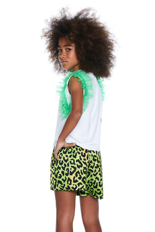 REEN half sleeve tulle t-shirt with print 