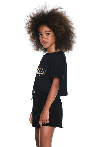 T-shirt ROCKYOU corta mezza manica con stampa relish girls più frange