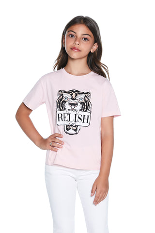 T-shirt AMMISSANIE mezza manica con stampa tiger  più  applicazione strass