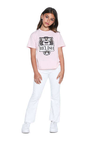 AMMISSANIE half-sleeved t-shirt with tiger print and rhinestone application 