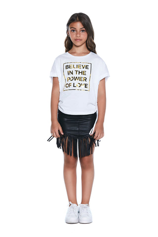 TANNA half-sleeved t-shirt with side drawstring. more foil printing 