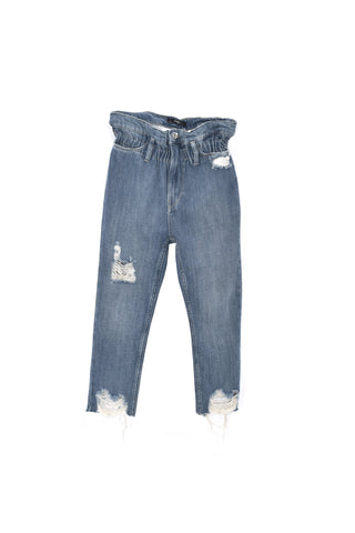 SKY high-waisted paper bag trousers with denim tears 
