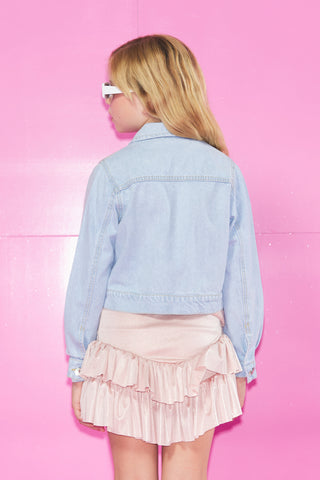 MOLALO long sleeve denim jacket with rhinestones and trimmings and hanging chains