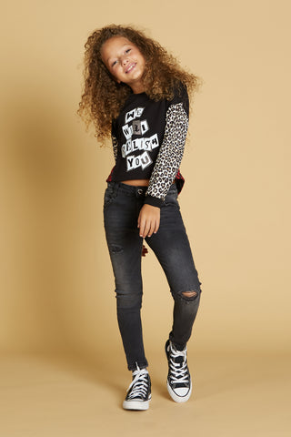 WEZEN trousers 1 bott.5ts.skinny fit with rips denim black