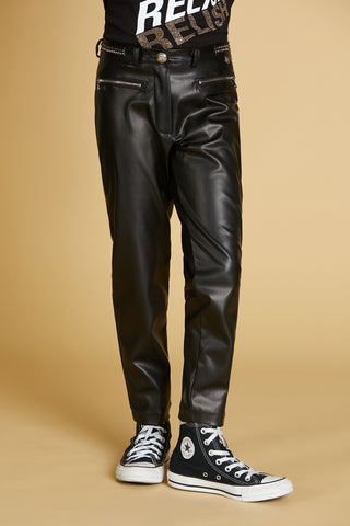 DELFINO trousers 1 bott plus zip plus trimmings with eco-leather studs
