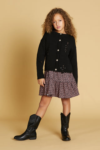 ZIBAL cardigan with buttons and tears plus studs and rhinestone appliqués