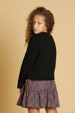 ZIBAL cardigan with buttons and tears plus studs and rhinestone appliqués