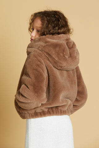 YUPPINA eco fur with zip plus hood plus logo ribbon plus elastic